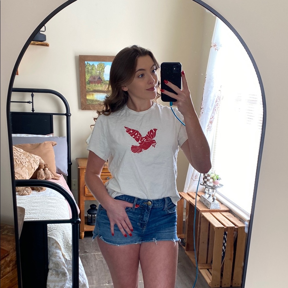 Free People Denim Blue Jean Mid Rise Distressed Short Shorts — Women’s 28